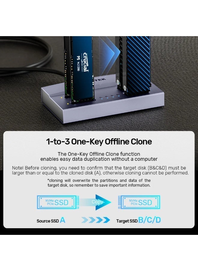 يوني تيك USB4 4-Bay M.2 SSD Docking Station – 40Gbps, Offline Clone, Up to 32TB Storage, USB4/Thunderbolt 3 Compatible - Image 5